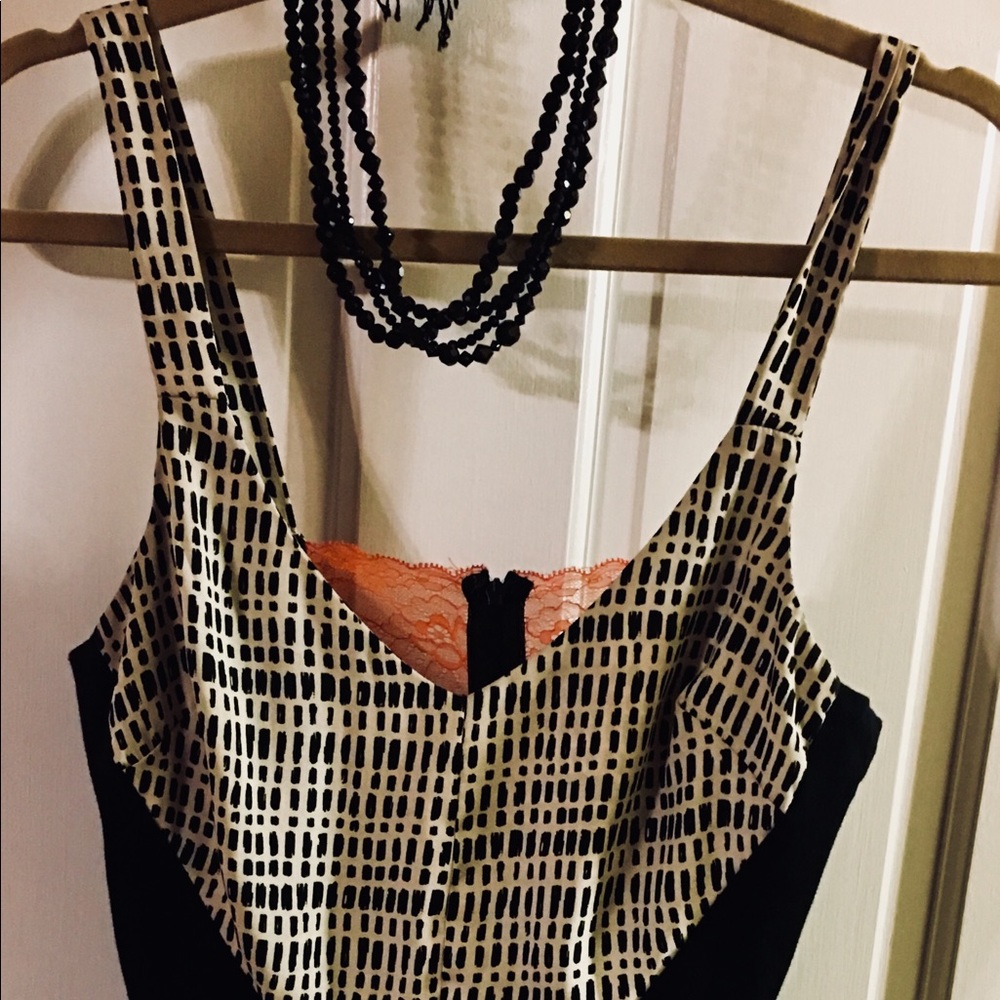 Bar III black/beige print sleeveless dress